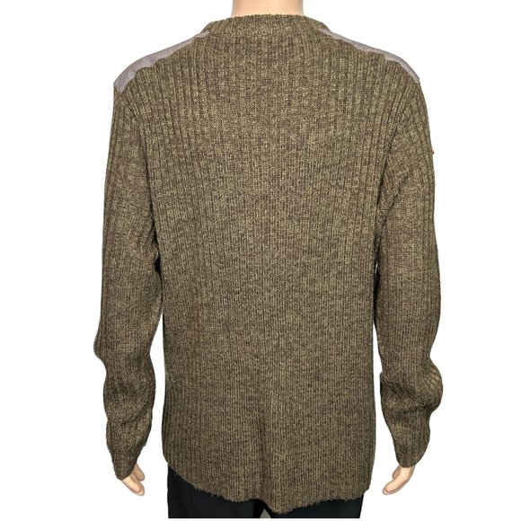 RARE Vintage Reverb Mens L Brown Long Sleeve Pullover Knit Sweater Shoulder Pads - Picture 7 of 11